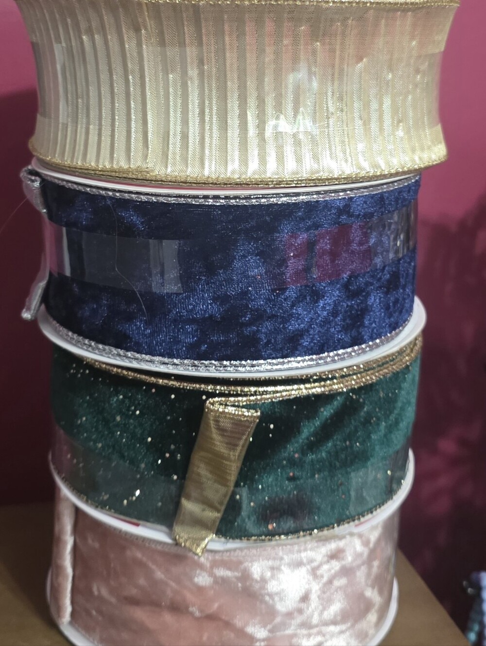New Large Rolls Wired Ribbon Lot Of 4 Rolls